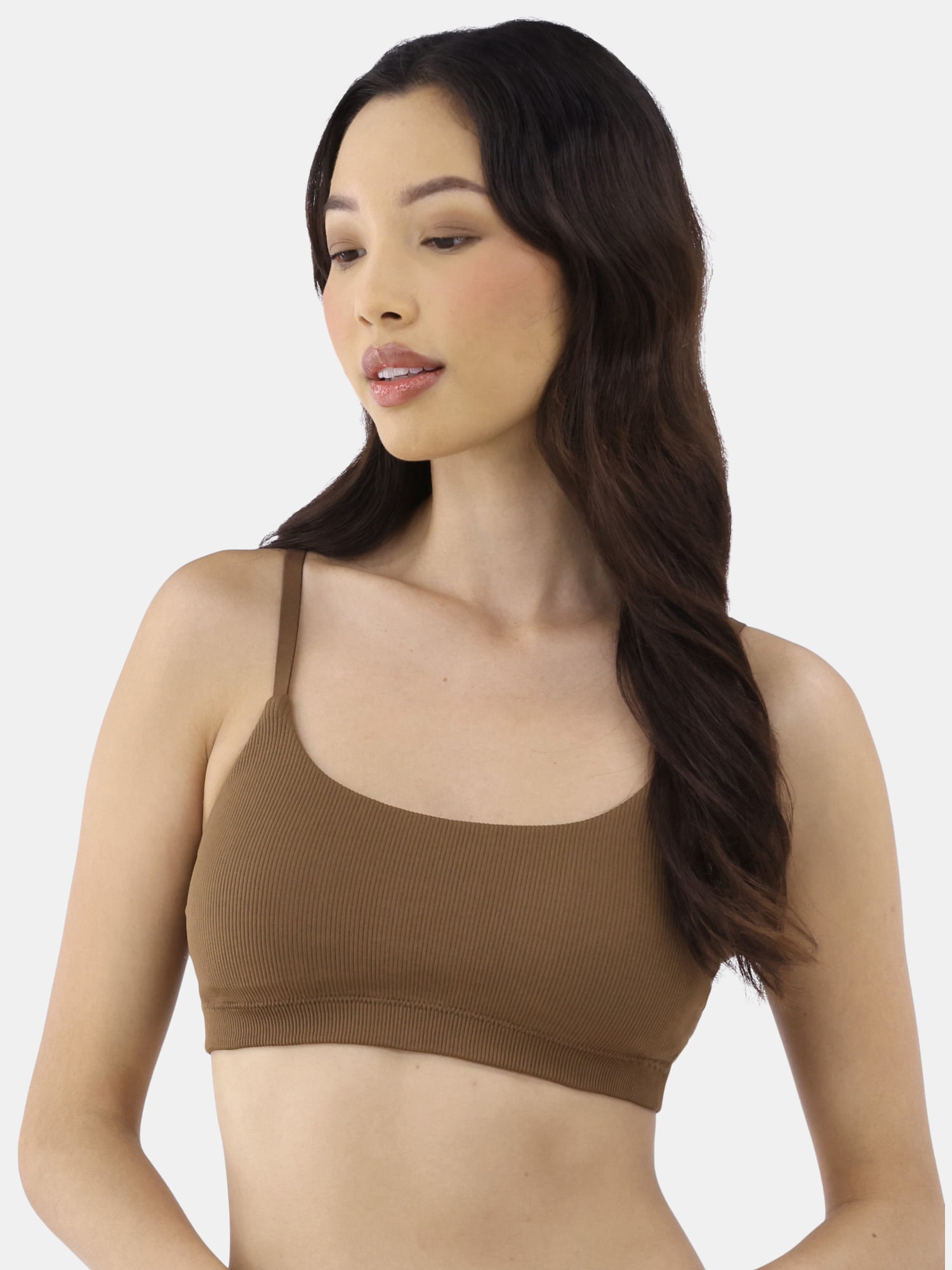 No Boundaries Seamless Ribbed Cami Bralette, 2-Pack, Women's, Sizes XS-3XL