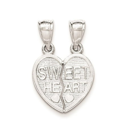 925 Sterling Silver Polished Sweet Heart Break Apart Textured Charm Pendant