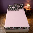 thumbnail image 4 of Homewish Bohemian Moon Phase Zipper Twin Comforter Sets with Fitted Sheet and 2 Pillowcases, Pink Flower Blossom Zipper Bedding Set, Pink Reversible, 4 of 7