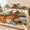 Cream, Pumpkin, Mustard, Crimson, variant on Twin XL Size Fitted Sheet Set - Thanksgiving 2 Piece Bedding Sets 16" Deep Pocket Fitted Sheet with 1 Pillowcases, Fall Turkey Pumpkin Squirrel Hedgehog Maple Brushed Microfiber Hotel Bed Sheets