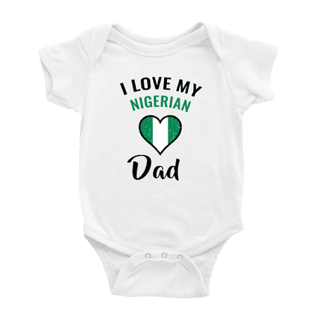 

I Love My Nigerian Dad Heart Flag Cute Baby Romper Bodysuit For Boy Girl (White 18-24 Months)