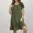 thumbnail image 3 of Summer Plus Size Beach Dresses for Womens 2025 Fashion Cotton And Linen Sleeves Hem Ruffle Hem Dress Long Skirt, 3 of 9