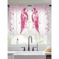 thumbnail image 2 of Pink Ribbon Sheer Curtains 45 Inch Length 2 Panels for Living Room, Wings Romantic Love Heart Flowers Vintage Voile Kitchen Curtain Set, Luxury Privacy Drapes Window Treatment for Bedroom, 2 of 7