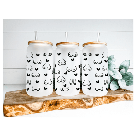 

Funny Breast Boob Can Glass Sexy Gifts Sun | Boho Coffee Glass | 16 OZ