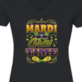 thumbnail image 4 of Inktastic Mardi Gras Time Mask Beads Women's V-Neck T-Shirt, 4 of 5