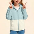 thumbnail image 4 of Faraee Girls Hooded Jacket Kids Lightweight Color Block Toddler Rain Coats with Pockets Packable Windbreaker Outerwear Size 5-16 Years Sky Blue, 4 of 8