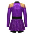 thumbnail image 2 of iiniim Kids Girls Long Sleeve Tassel Epaulet Shiny Sequins Dress Jumpsuit Stage Performance Purple 6, 2 of 7