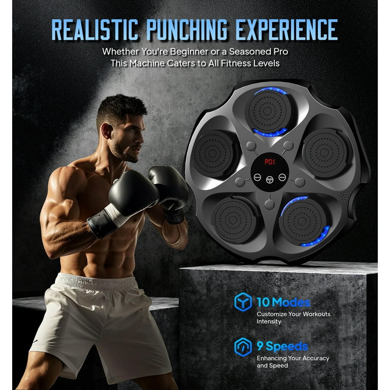 Hiseeyo Macchina Da Boxe Musicale Intelligente Con Guanti - Attrezzatura Da Allenamento Con Luci LED E Bluetooth