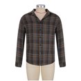 thumbnail image 3 of YFNNUP Men's Cotton Linen Plaid Shirts Long Sleeve Button Down Shirts Turndown Collar Pocket Work Shirts Loose Hiking Coat, 3 of 7