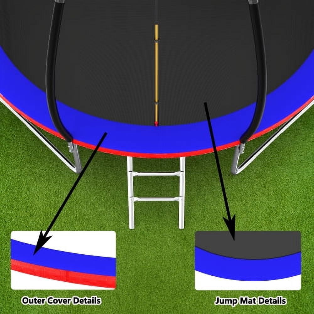 Baluue 12FT Trampoline with Enclosure - Recreational Trampolines with Ladder, ASTM Approval Outdoor Trampoline for Kids