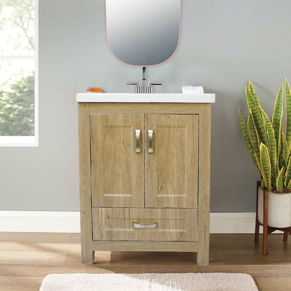 Dreamwerks 24" Livorno Vanity With Ceramic Vanity Top in Woodgrain Finish