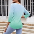 thumbnail image 4 of Womens' Fashion 3/4 Sleeve Plus Size Shirts Tops Spring And Summer Gradient Printed Top Collar Button Sexy Shirt 3/4 Sleeve Long Sleeve V Neck Top/Shirt, 4 of 7