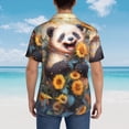 thumbnail image 4 of Gukieu Elegant Cute Panda Sunflower Print Men's Short-sleeved Shirts, Button-down Lapel Hawaiian Shirts, T-shirts, Beach Vacation Summer Casual Wear,XX-Large, 4 of 7