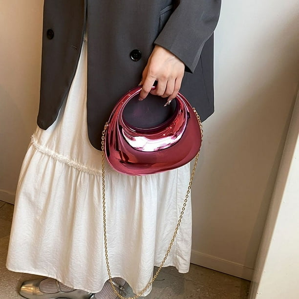 Bolso de noche de acrílico Y2k Tote Hobo Bag con correa de cadena desmontable para mujer