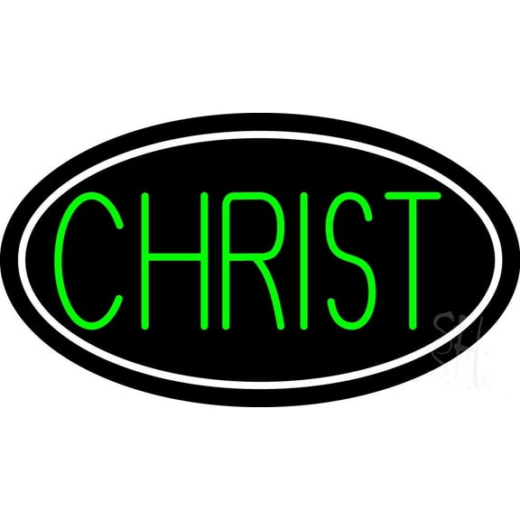 Green Christ LED Neon Sign 20" Tall x 37" Wide - inches Black Square Cut Acrylic Backing, with Dimmer - Premium built indoor Sign for Home décor, Event, Religious place, Store interior, Office.