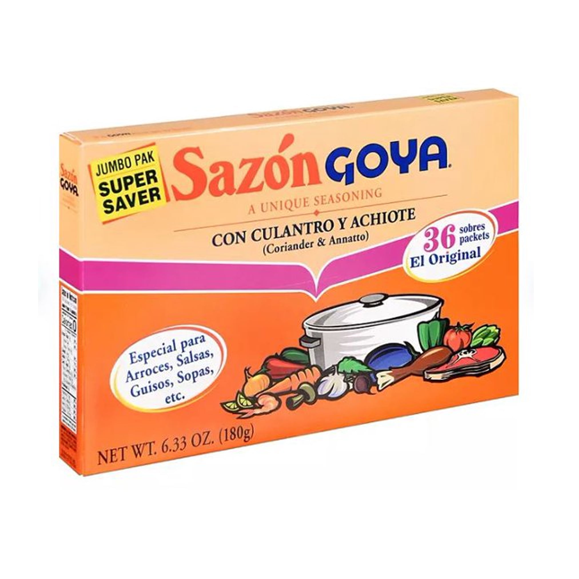 Goya Sazon Goya Clntro/Achte Jumbo Seasoning, 6.33-Ounce Unit - 36 Packets - (Pack of 1)