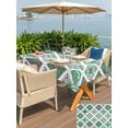 thumbnail image 5 of Outdoor Tablecloth with Umbrella Hole for Patio/Picnic/Party/Camping, Vintage Boho Waterproof Table Cloth Rectangle Table Cover Washable, Middle Century Bohemia Style Green (54"x 80"), 5 of 8