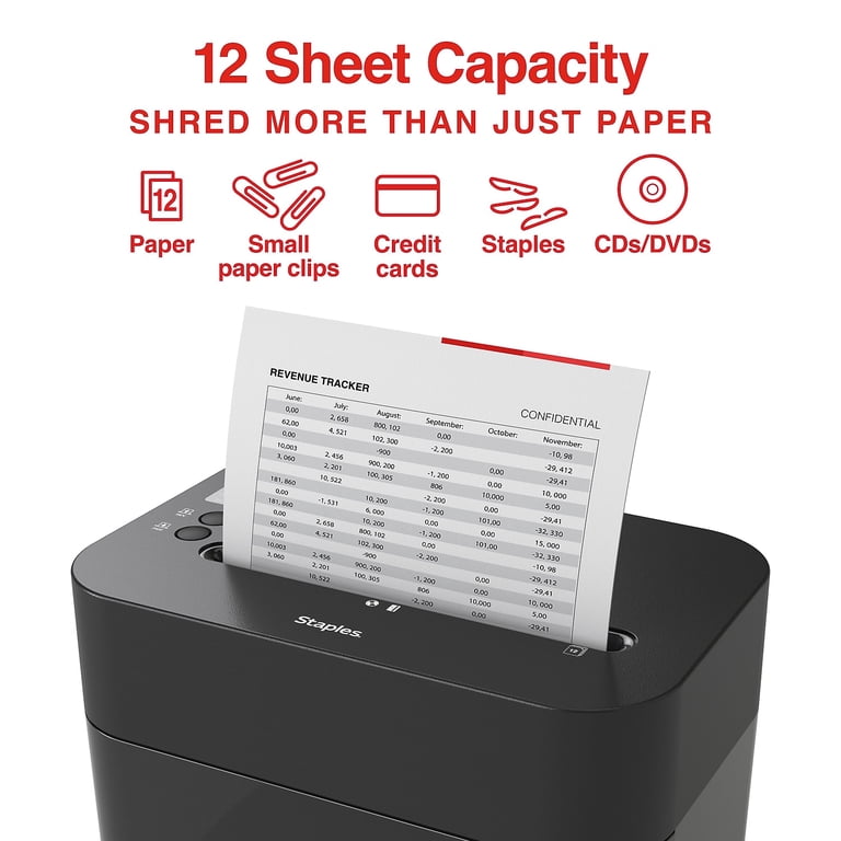 Staples, Micro-Cut Shredder, ST62152, Black, 12-Sheet Capacity