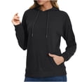 thumbnail image 1 of Swstbby Liquidation d'Automne! Hauts d'Automne pour Femmes Grande Taille, Chandail à Capuche à Manches Longues Col Rond Couleur Unie Noir TG, 1 of 4