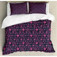 thumbnail image 1 of I Love You Duvet Cover Set King Size, Romance Pattern with Heart Forms and Love Quote Valentines Couples Theme, Decorative 3 Piece Bedding Set with 2 Pillow Shams, Magenta Dark Grey, by Ambesonne, 1 of 3