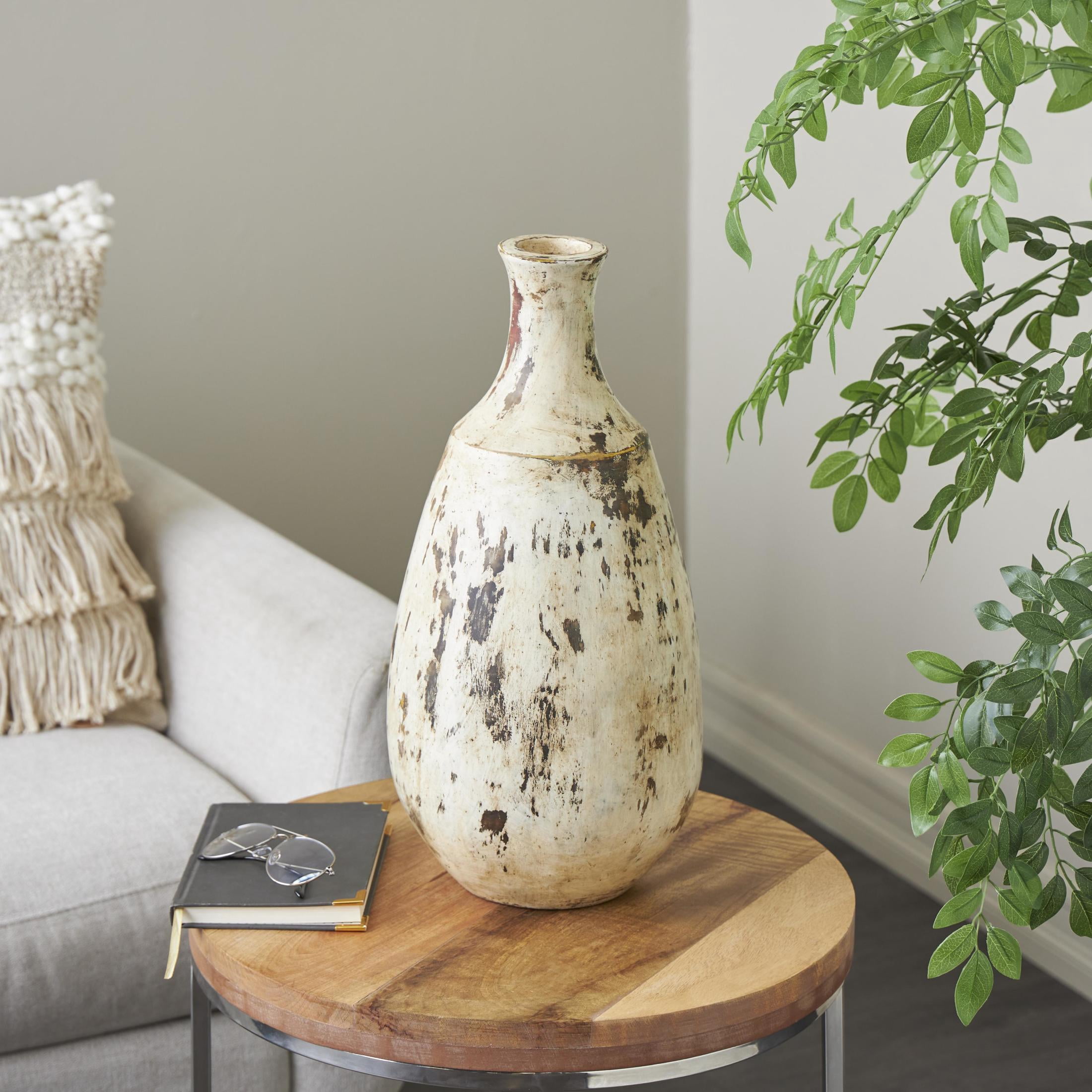 DecMode 20" Antique Style Distressed Brown Ceramic Vase