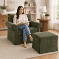 thumbnail image 6 of Aukfa 37.5" Oversized Chenille Accent Chair with Ottoman, Upholstered Armchair with Footrest for Living Room,Green, 6 of 8