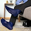 thumbnail image 2 of Sufanic Men Stripe Sheer Socks Business Office Stockings Middle Sock Breathable, 2 of 9