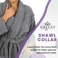thumbnail image 3 of HALLEY Luxury Bathrobe for Women & Men, Shawl Collar Spa Bath Robes Terry Cotton Ultra Soft Shower Robe with Pockets - Grey (M), 3 of 8