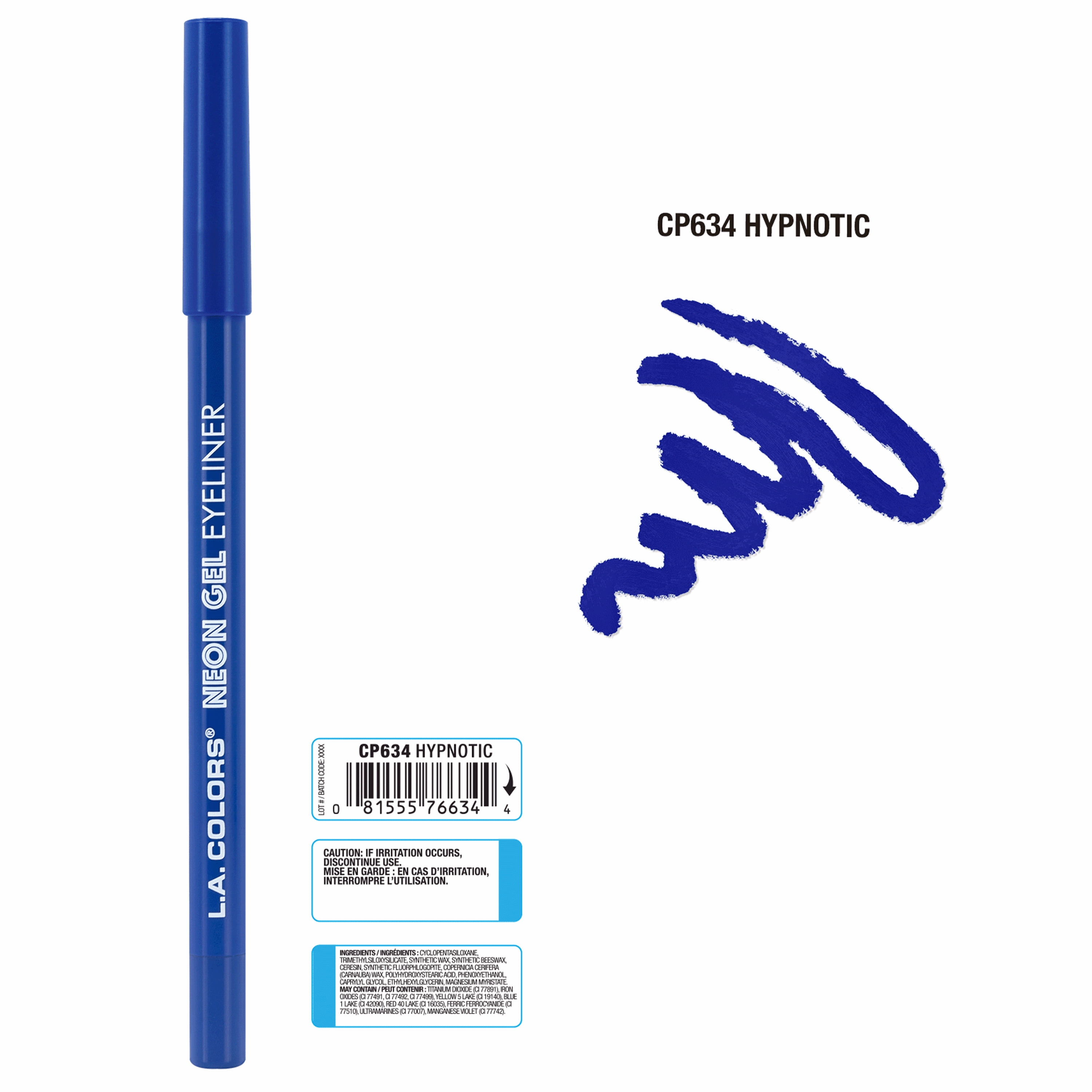 L.A. COLORS Smudge & Transfer proof Smooth Glide-on Gel Eyeliner Hypnotic, Blue, 0.05 oz