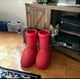 thumbnail image 2 of Botas rojas de caña alta, suela gruesa, piernas ampliadas, botas de lluvia de cabeza grande para hombres y mujeres, botas rojas, 2 of 5