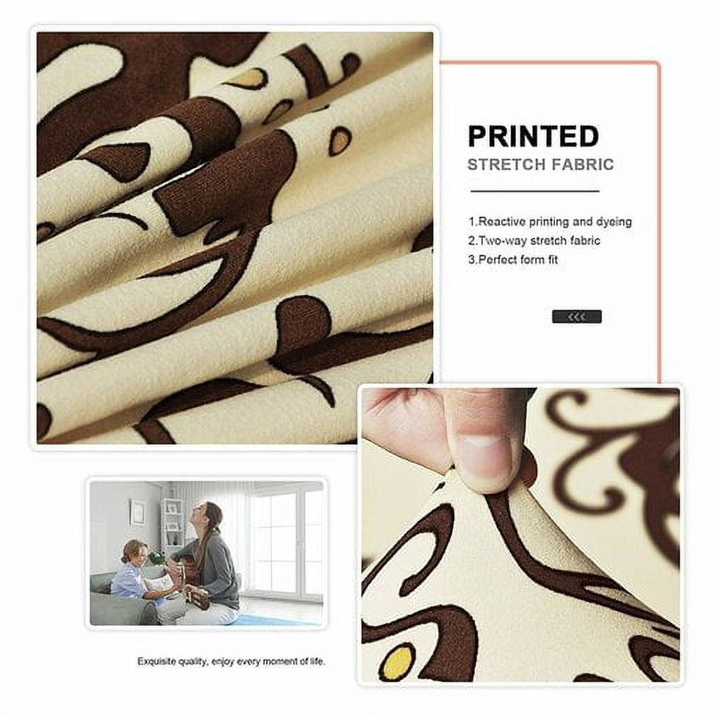 Subrtex Stretch Vector Floral Dining Chair Slipcover (Set of 2, Coffee)