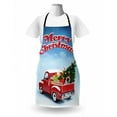 thumbnail image 3 of Christmas Apron, Pickup Truck Filed Ornament Cold December Weather Snowflakes, Unisex Kitchen Bib with Adjustable Neck for Cooking Gardening, Adult Size, Multicolor, by Ambesonne, 3 of 4