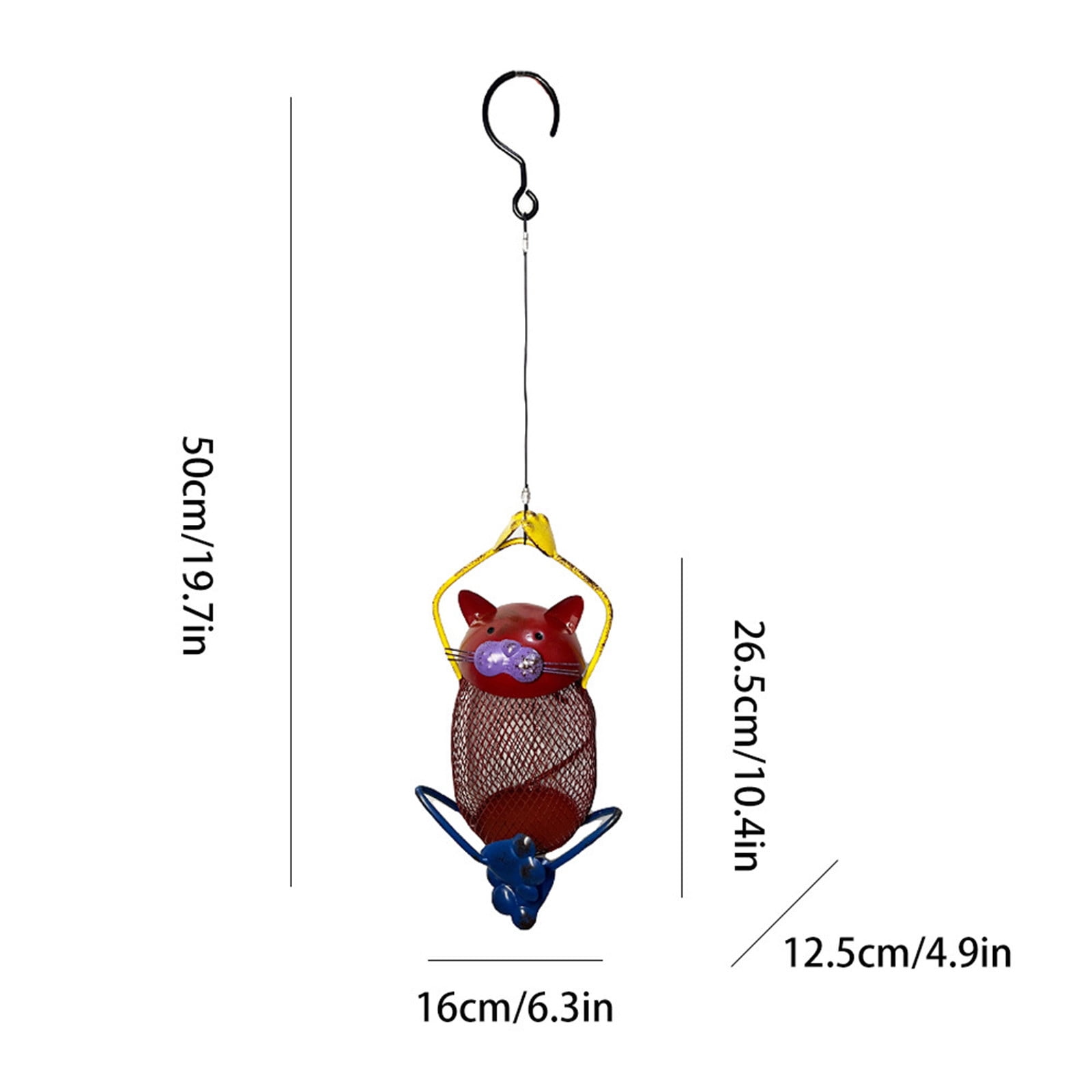 Bfogop Cute Cat Shaped Outside Wild Bird Feeder, Heavy Duty Metal Frame Outdoor Bird Feeders Hanging for Garden Yard Decoration 10 Inch