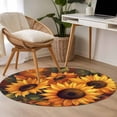 thumbnail image 5 of Sunflower Round Area Rug 4ft, Spring Summer Floral Watercolor Botanical Washable Non-Slip Circle Rugs for Bedroom Living Room Kitchen, Soft Non Shedding Circle Carpet for Dining Room Dorm, 5 of 9
