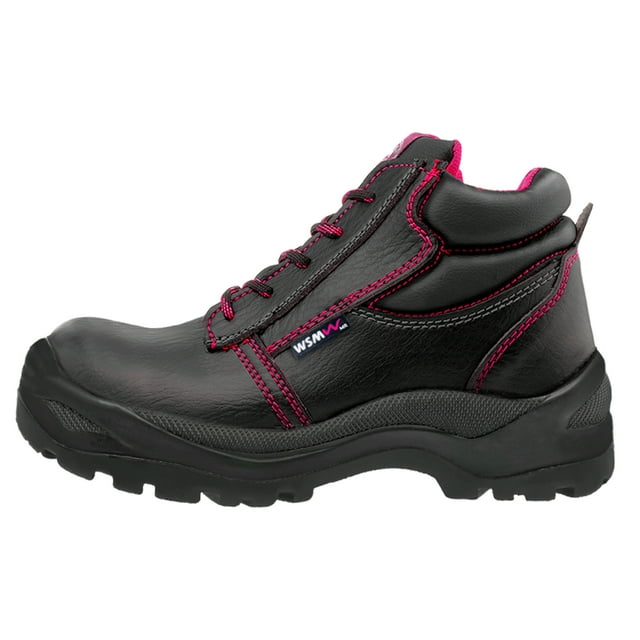 Zapato de Seguridad WSM para Dama, Ergonómico y muy ligero. Con casquillo de Policarbonato. Bota Industrial y multifuncional. Es un calzado de trabajo dieléctrico y antiderrapante. Est. 2958-WT WSM 2958WTNGO250