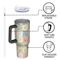 thumbnail image 4 of 40oz Pioneer Flower Floral Print Pattern Insulated Tumbler with Handle, BPA-Free Leak Proof Lid and Straws, Double Wall Vacuum, Hot 12h/Cold 34h, 4 of 6