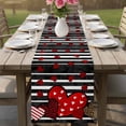 thumbnail image 4 of Valentine's Day Table Runner 36 Inches, Red Love Hearts Black Striped Romantic Bed Runner Dresser Scarves Tabletop for Indoor Outdoor Parties/Ceremony/Banquet, 13"x 36", 4 of 8