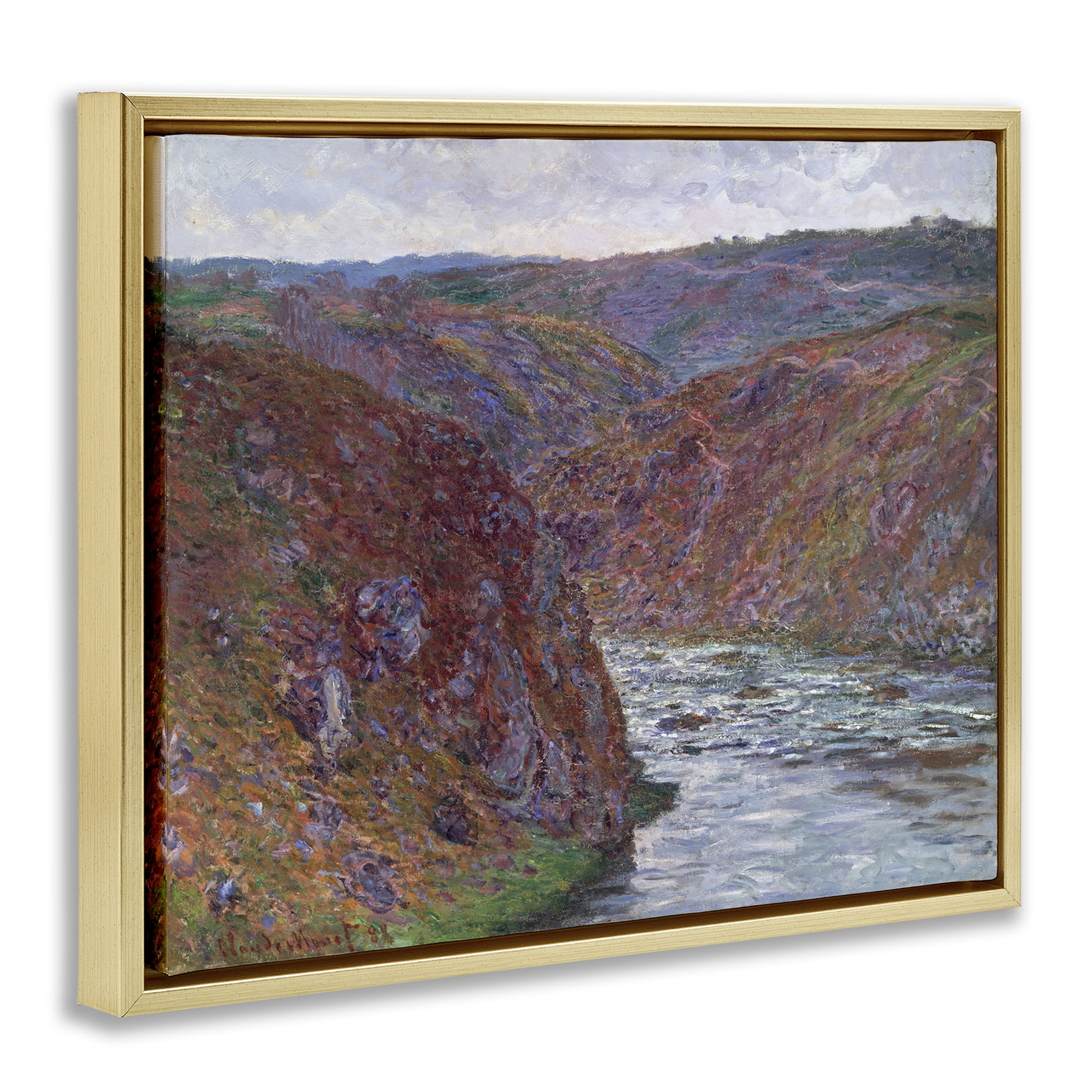 Stupell Industries Classical Valley of Creuse Landscape & Nature Painting Gold Floater Framed Canvas Art Print Wall Art, 31 x 25