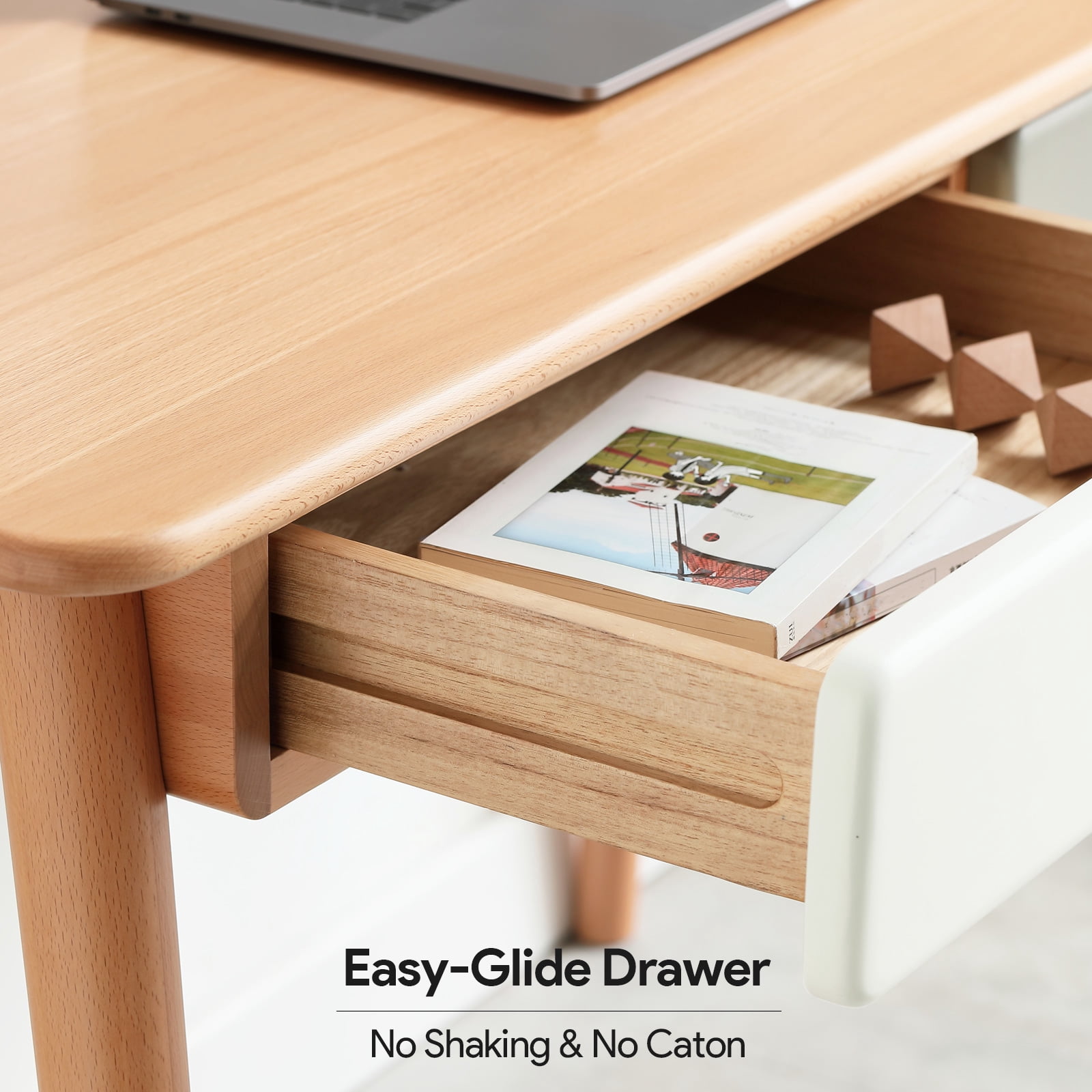 MAYEERTY Solid Wood Computer Desk - 47'' Large Office Desk with 2 Drawers