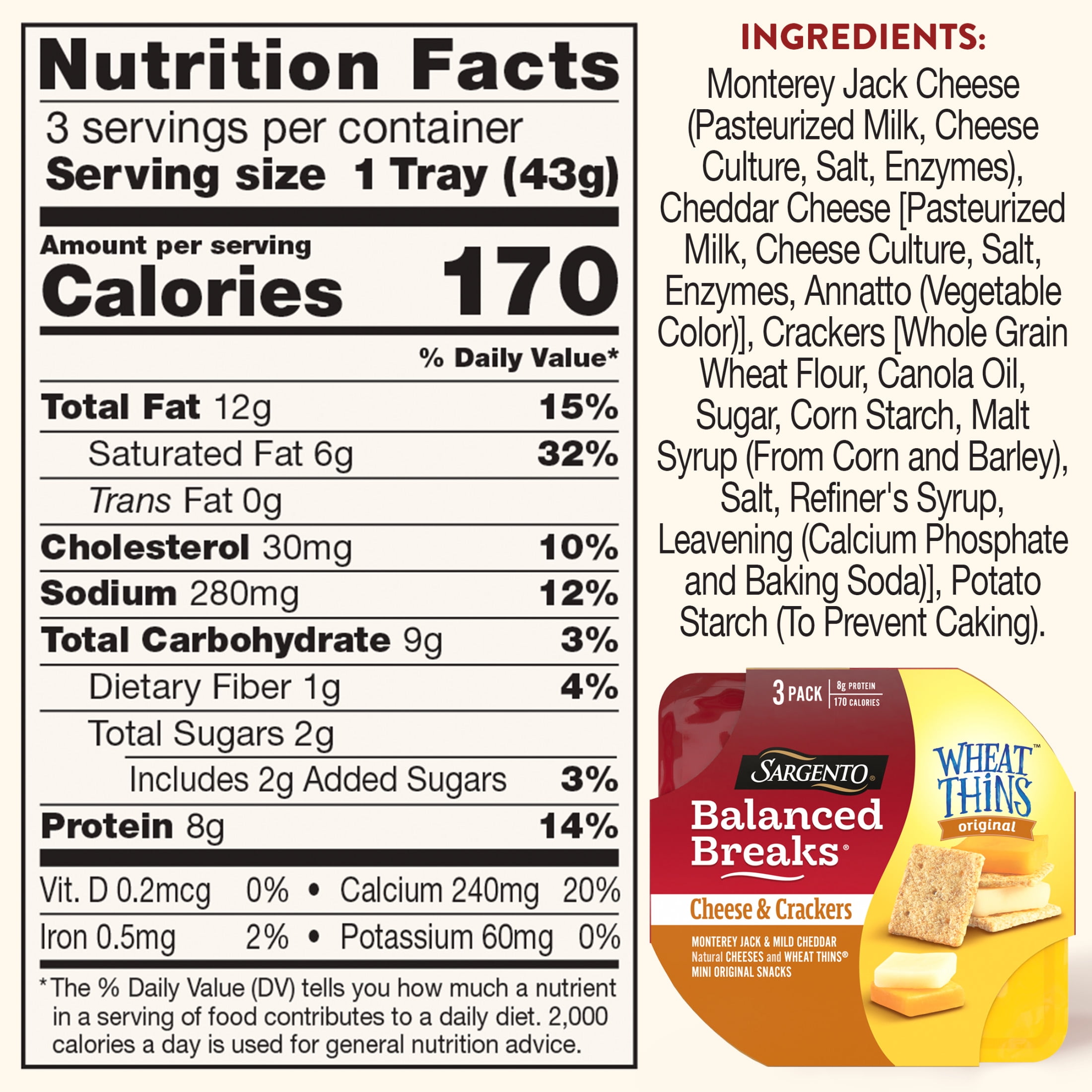Sargento® Balanced Breaks® Cheese & Crackers, Monterey Jack & Mild Cheddar & WHEAT THINS®