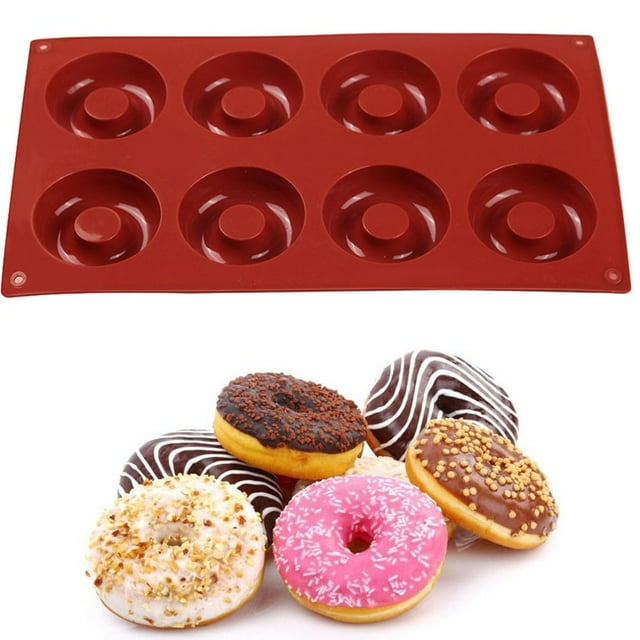 DEBGFS Moule à Beignes 8 Fentes en Silicone Antiadhésif Moule à Beignes en Silicone Résistant à la Chaleur Moule à Beignes Multifonction Réutilisable Moule à Beignes Mini pour Beignes Gâteau Biscuits Bagels