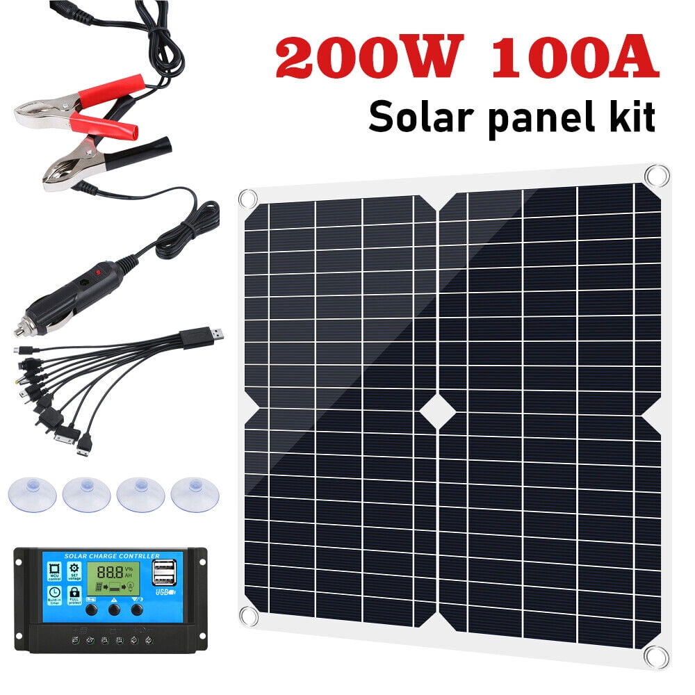 Solar Panel 50W 12 Volt DFITO Portable Solar Panel Charger, With 400W Inverter Controller Suitable For Rv/Car/ Boat/Greenhouse/Dry Camping/ Garde /Shed/Cabin/ Gate Opener