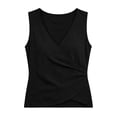 thumbnail image 2 of Krdevn Women Solid Sleeveless V Neck Wrap Tank Top Casual Slim Fit Daily Summer Blouse,Black, 2 of 4