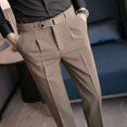thumbnail image 3 of Pantalones de verano para hombre, corte entallado, 9 pulgadas, corte recto, elástico, para negocios, para uso social, para traje masculino, con trenzas, elásticos, formales, económicos, 3 of 5