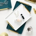 thumbnail image 5 of Table Tray Plastic Serving Trays - Modern Rectangular Decorative Tray for Coffee Table Living Room Kitchen Countertop Bathroom - Food Tray for Eating Breakfast with Gold Handles, 5 of 9