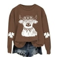 thumbnail image 2 of Women's Sweatshirts Fashion Retro Cow Print Hoodless Sweatshirt Fall Blouses Winter Long Sleeved Sweat Shirt Pullover Tops, 2 of 4