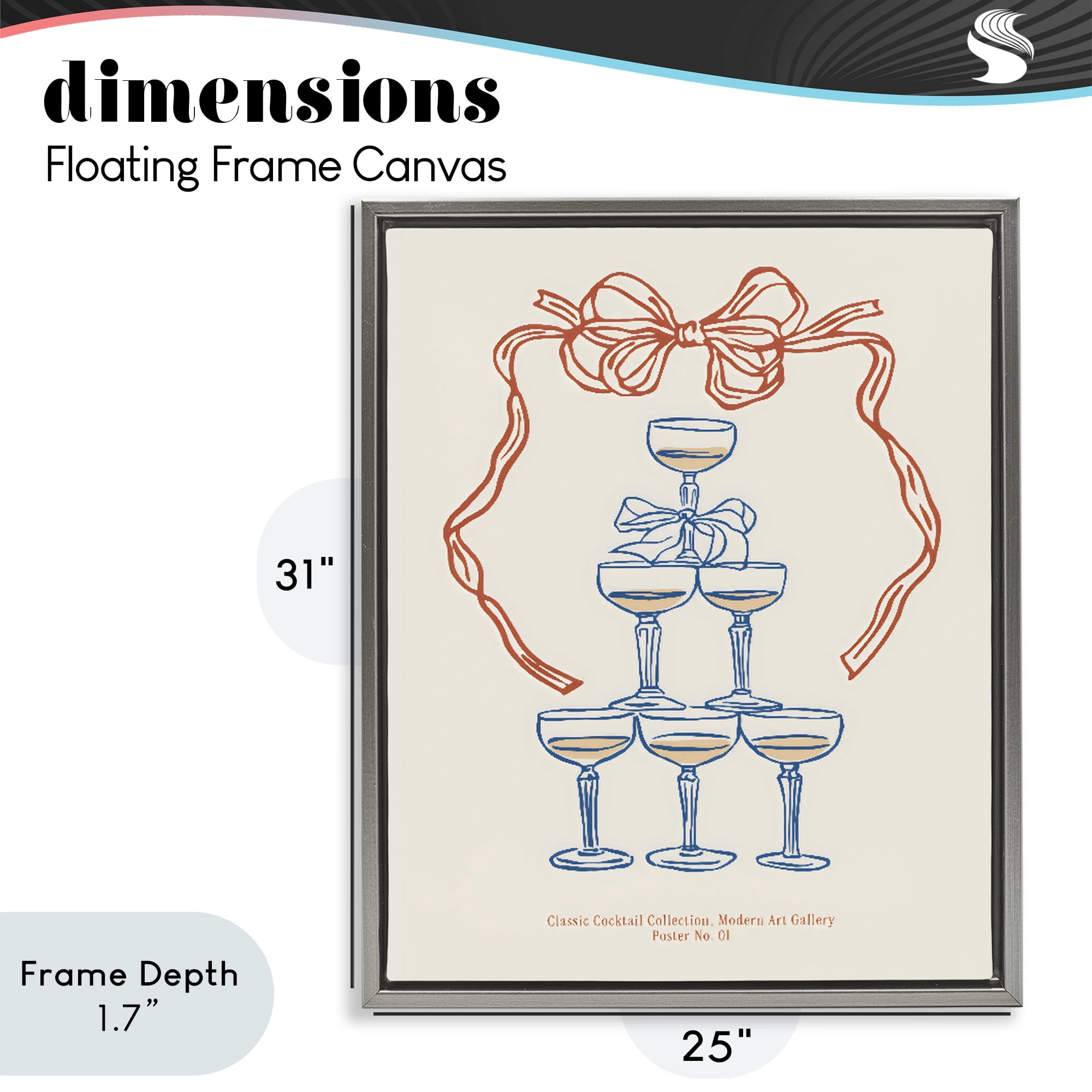 Stupell Industries Classic Cocktail Tower Gray Framed Floater Canvas Wall Art, design by The Prints Vibe