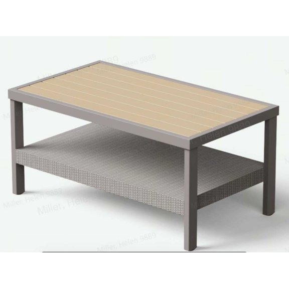 SONGMICS HOME Sencillo Collection - Coffee Table, Chat Table, Patio Table, Rectangular, with Storage, Grey and Beige