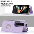 thumbnail image 6 of ELEHOLD Luxury Wallet Case for Samsung Galaxy Z Fold 3, Faux Leather Non-Slip Grip Ring Holder Flip Kickstand Card Cash Slot Shockproof Protection Case for Samsung Galaxy Z Fold 3 ,Purple, 6 of 7