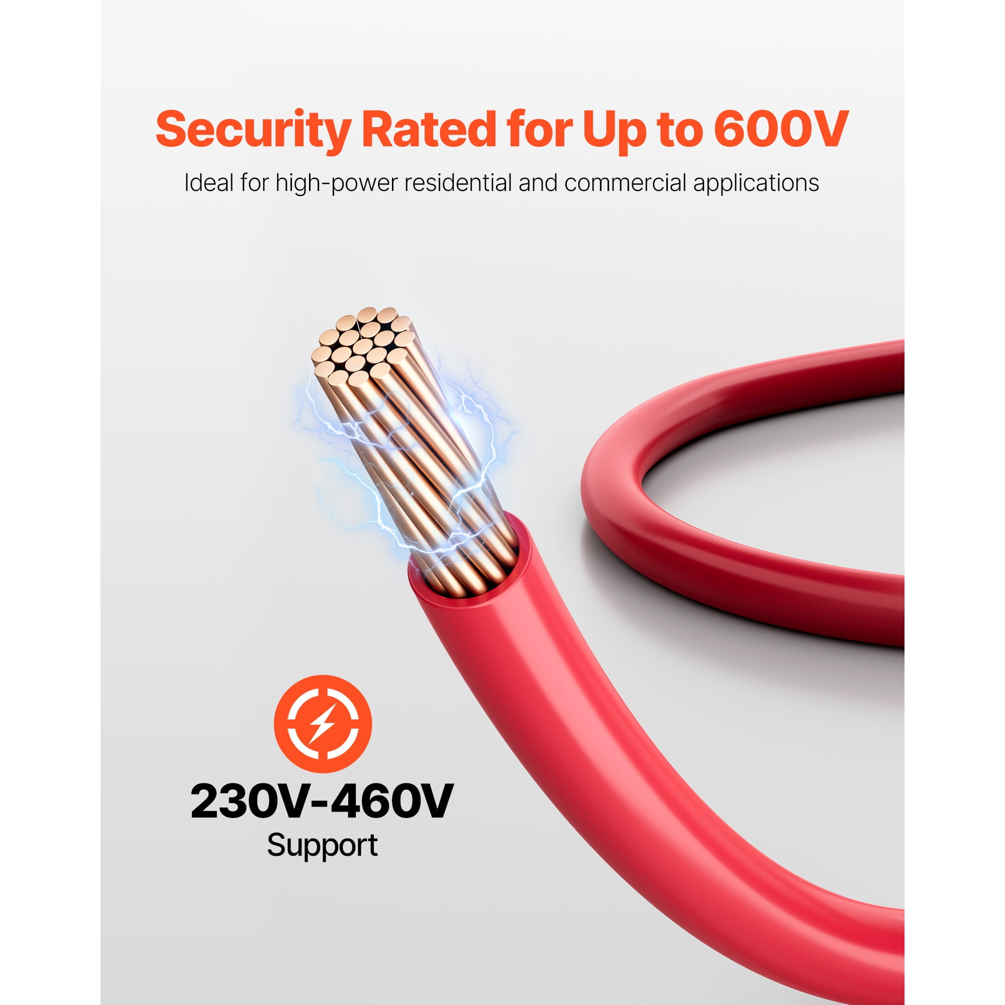 KFFKFF 10 AWG THHN Wire, 19-Strand, Pure Copper Electrical Wire with Nylon Coating, Rated for 600 Volts, Suitable for Indoor and Outdoor Applications in Commercial, Industrial